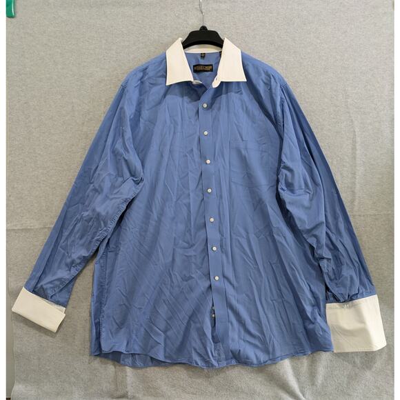 Donald J Trump Signature Collection Dress Shirt Mens 18.5 38 39 Tall Blue Cuff - Picture 1 of 10